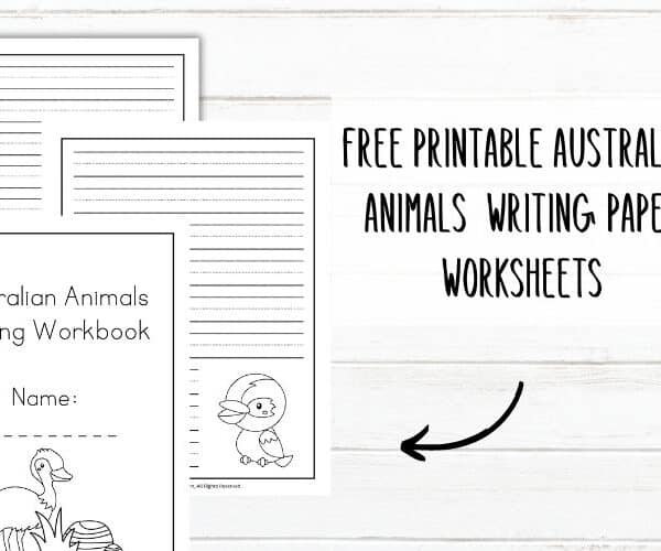 Australian Animals Lined Writing Paper Workbook