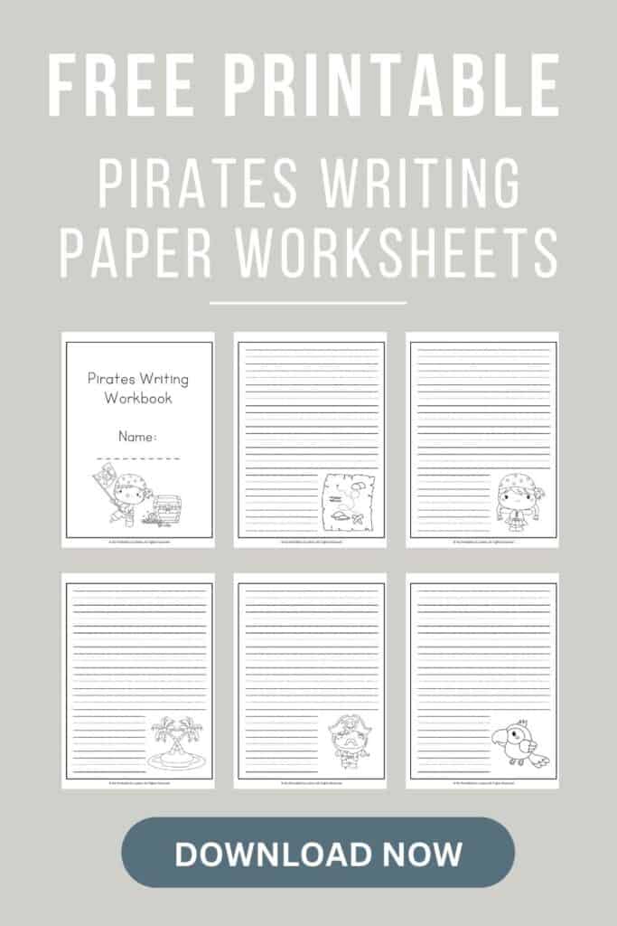 FREE Printable Lined Paper Writing Worksheets - Pirates
