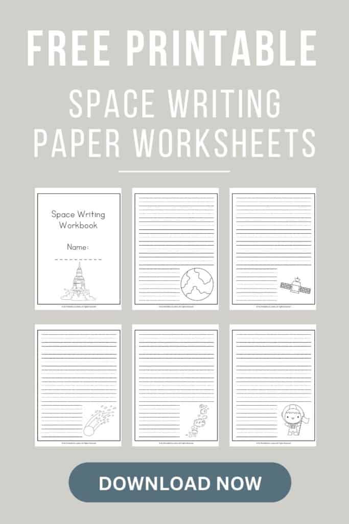 FREE Printable Lined Paper Writing Worksheets - Space