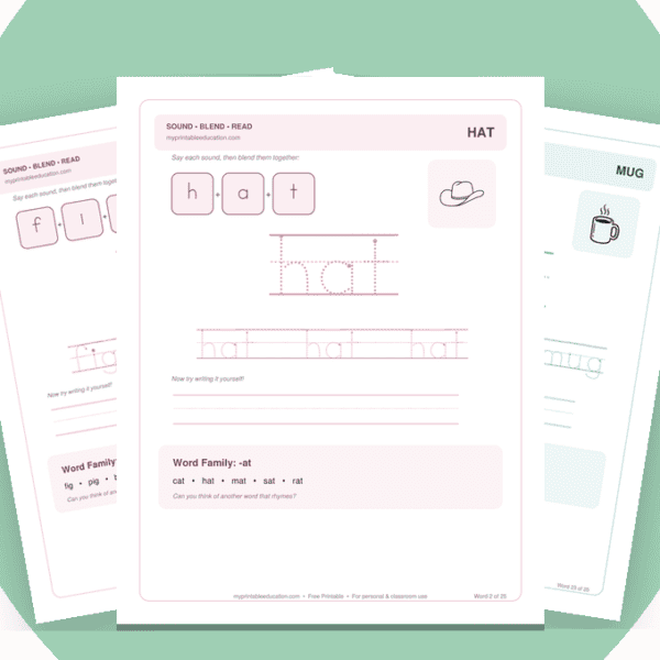 Free CVC Word Building Worksheets: Sound Out, Trace & Read 25 Short-Vowel Words