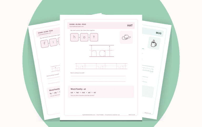 Free CVC Word Building Worksheets: Sound Out, Trace & Read 25 Short-Vowel Words