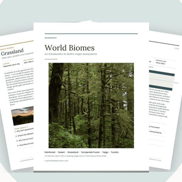 Free World Biomes Worksheets: A Geography Pack for Middle School, with Built-In Activity Sheets